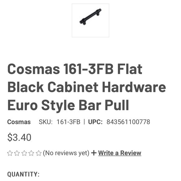 31 Cosmas Flat Black door pulls - Picture 5 of 6